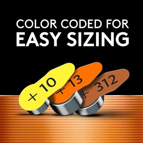Duracell Hearing Aid Batteries Size 312, Brown, 16 Count (Pack of 1), Long-lasting Power, Extra-long EasyTab Install