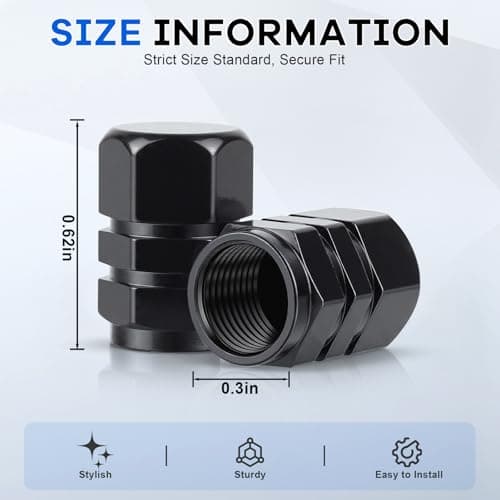 JUSTTOP Car Tire Valve Stem Caps, 12pcs Air Caps Cover, Universal for Cars, SUVs, Bike, Trucks and Motorcycles-Black