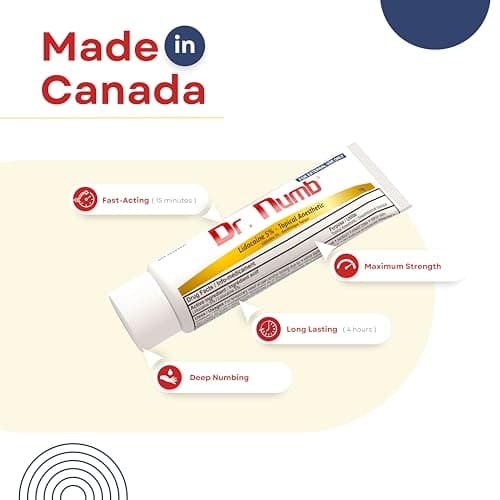 Dr. Numb 5% Lidocaine Numbing Cream, Nonprescription Maximum Strength Topical Anesthetic Cream - Temporary Relief of Pain, Itch, Discomfort for Hemorrhoid and Anorectal Uses - 10g Pack of 1