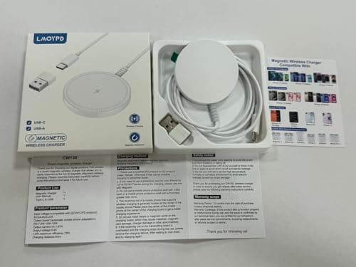 Magnetic Wireless Magsafe Charger iPhone: Charging Pad for iPhone 17/16/15/14/13/12 Series & AirPods Pro 4-2, Strong Magnet, Dual Ports, Case-Friendly, Lightweight for Travel Home Office Desk