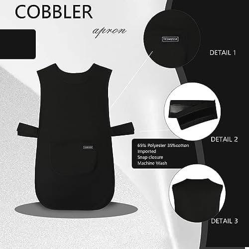 YESMUSSE Unisex Cobbler Apron with Pocket Smock Work Chef Kitchen Apron Black (2pack)