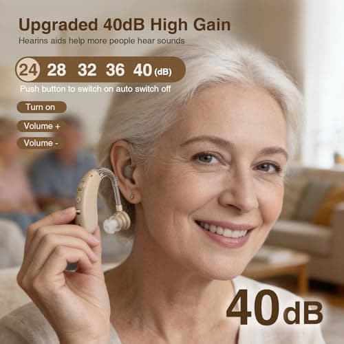 Hearing Aids for Seniors, Hearing Aids Rechargeable with Noise Cancelling and Volume Control, Hearing Amplifier for Adults Hearing Loss, Portable Behind-the-Ear Hearing Aid Headphones