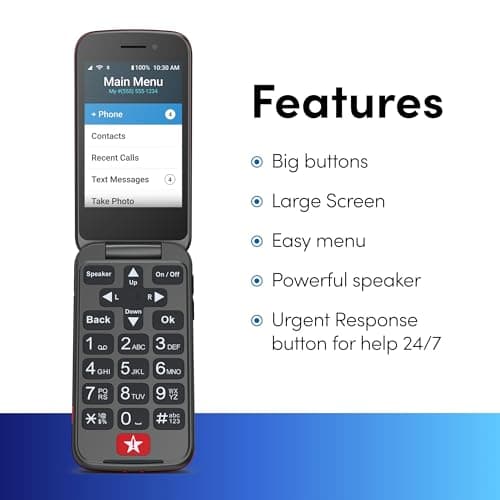 LIVELY Jitterbug Flip2 - Flip Cell Phone for Seniors - Not Compatible with Other Wireless Carriers - Must Be Activated Phone Plan - No SIM Needed - Red Flip Phone