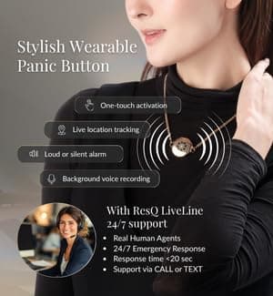 ResQ Jewelry, Shakti Smart Bluetooth Safety Necklace, Discreet Wearable Safety Device - GPS Location Tracking, Audio Recording, One Touch Activation (Rosegold)