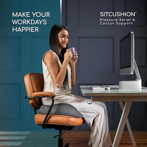 Extra Large Office Chair Cushion for Sciatica Pain Relief, Memory Foam Seat Cushion for Car Seat Pad, Orthopedic Pillow. Computer Chair Cushion for Tailbone Pain Relief All Day Comfort(Gray)
