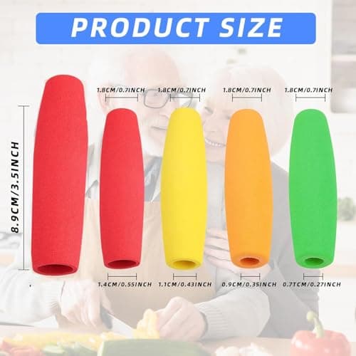 8-Pack Foam Grip Tubing for Utensils - 4 Sizes No-Cut Utensils Adaptive Grip Handle for Utensils Tools & Pens - Built up Tubing Padding Grips Aid for Elderly, Disabled, Arthritic, Handicapped