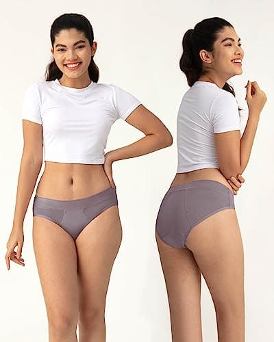 Neione Period Underwear for Women Mid Rise Menstrual Panties Postpartum Briefs Modal Hipster Soft Stretch Breathable 3 Pack Amorio Medium