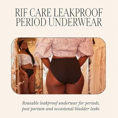 Rif care Leakproof Underwear | High-Absorbency Panties for Women | PFA Free | Midrise Fit | 1 Count | Black | Medium