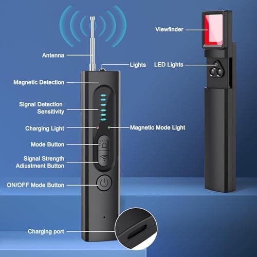AI Hidden Camera Detector for Travel, 2026 Upgraded Spy Camera Detector, Hidden Device Finder, 5 Levels Sensitivity 4 Modes, Personal Privacy&Security Devices for Home,Hotel&Travel,Office,Vehicles