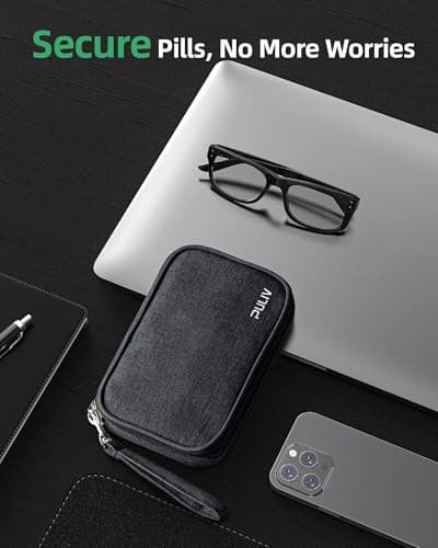 PULIV Weekly Pill Organizer 4 Times a Day with a Business Stylish Bag, Portable Pill Box 7 Day with 28 Compartments for Men, Removable Pill Sorters to Store Vitamin, Medication, Fish Oil, Supplements