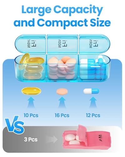 Pill Organizer 3 Times a Day with Double Protection, Moisture-Proof Weekly 3X a Day Pill Case, Daily Pill Box 7 Day for Travel to Hold Vitamis,Fish Oils, Supplements,DHC,Medication