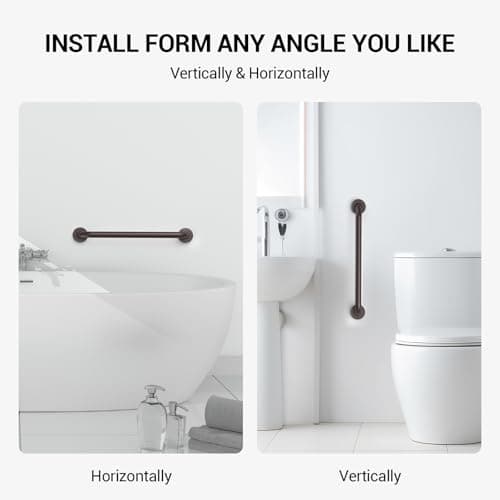 2 Pack Grab Bars for Wall Oil Brown, Safety Shower Grab Bars for Seniors Elderly Handicapped, Handicap Grab Bars for Shower with Concealed Screws, 12 Inch, Tesuchan