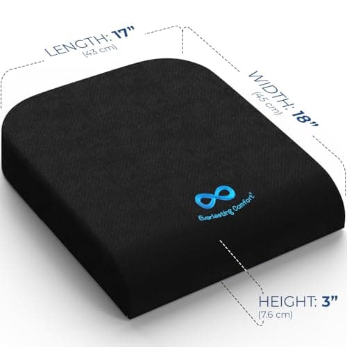Everlasting Comfort Memory Foam Seat Cushion for Chair - Wheelchair Cushions for Tailbone Relief - Chair Cushion Covers for Pressure Sores - Ventilated Gel Seat Cushion for Chair, Seniors, & Adults