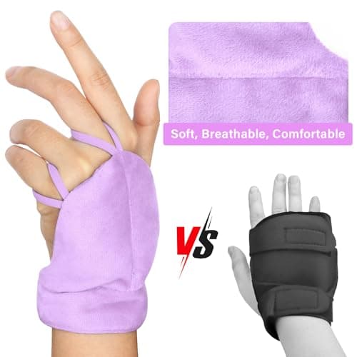 Hoomtree 2pcs Weighted Gloves for Hand Tremors and Parkinson's, Improved Hand/Wrist Stability & Mobility, Adjustable Wrist, Weights Strengthening Tool (Purple, S)