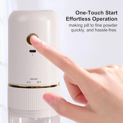 LONGMON Electric Pill Crusher,Electric Pill Grinder,Easy Fine Powder Adjustable Coarse to Fine Grind, Portable Cordless Ceramic Grinder