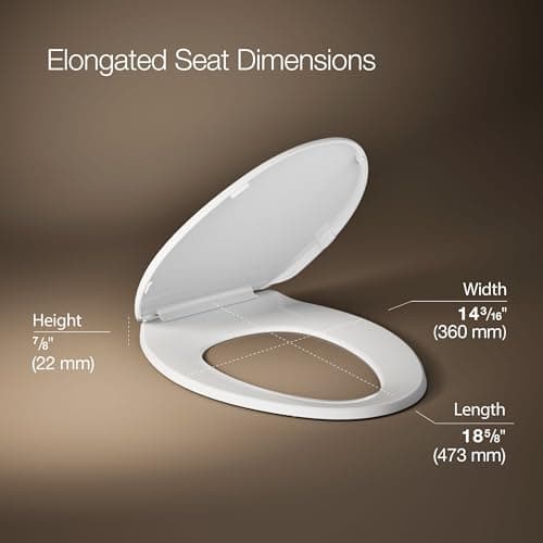 KOHLER K-4774-0 Brevia Elongated White Toilet Seat with Quick-Release Hinges And Quick-Attach Hardware For Easy Clean, White