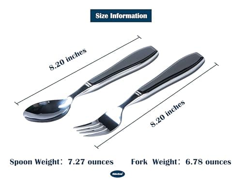 MiloZen Weighted Utensils for Hand Tremors, Adaptive flatware Stainless Steel Spoon and Fork Set for Elderly, Arthritis, Parkinson’s, Pack of 2