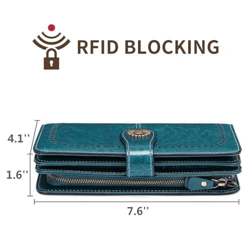 SENDEFN Wallets for Women Leather Credit Card Holder with RFID Blocking Large Capacity Wristlet