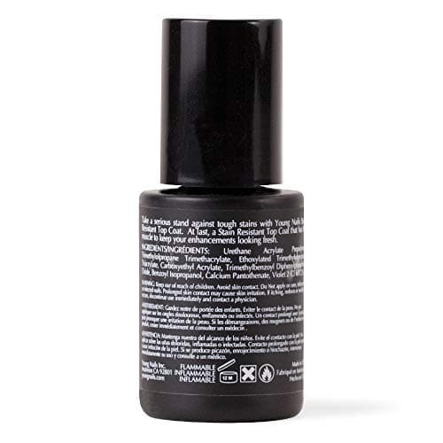 Young Nails Stain Resistant Gel Top Coat - Professional Grade Clear, No Wipe UV, for Acrylic and Hard Gel Nails, Prevents Discoloration, UV & LED Cure - 1/3 oz