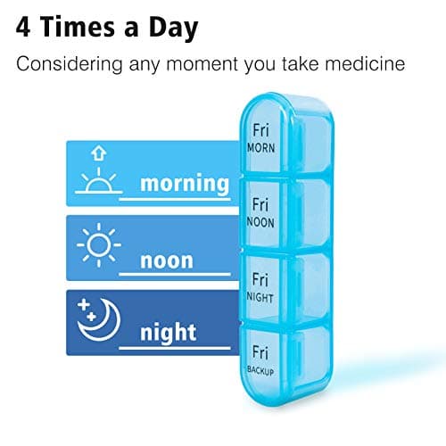 Daviky Pill Organizer 4 Times a Day - Pill Box 7 Day, Large Weekly Medicine Pill Organizer for Travel with Removable Individual Containers, Pill Case to Hold Daily Vitamins, Supplements and Medication