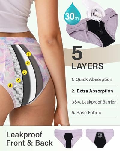 Neione Period Underwear for Women Mid Rise Menstrual Panties Postpartum Briefs Modal Hipster Soft Stretch Breathable 3 Pack Amorio Medium