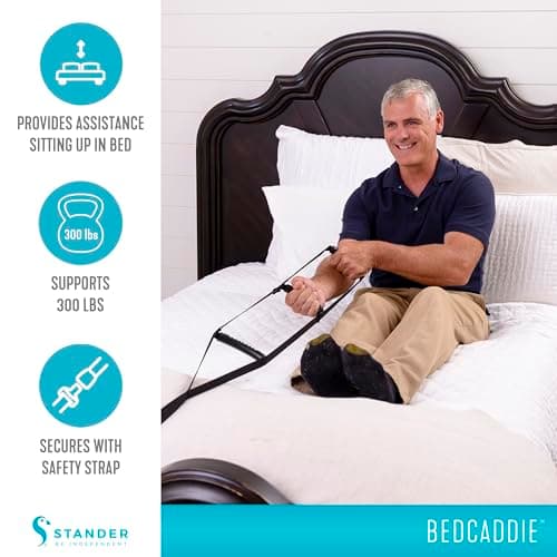 Stander BedCaddie, Pull-Up Assist Bed-Ladder with Non-Slip Handles for Adults, Seniors, and Elderly, Adjustable Length Bed-Lift, Sit Up Helper Bed-Assist, Mobility Aid for Handicapped and Injured