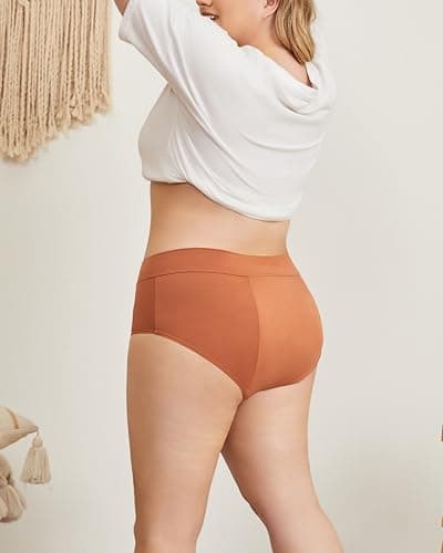 Goat Union Midi Period Underwear for Women Teens, Menstrual Period Panty, Organic Cotton Lining, Full Coverage & Heavy Flow, Pack of 1, Umber, Large Mocha