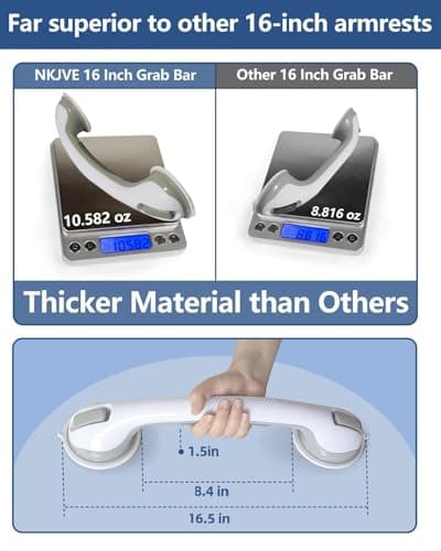 2 Pack 16.15” Grab Bars for Bathtubs and Showers, Shower Handles for Elderly Suction Cup Grab Bars for Shower Wall Heavy Duty, Safety Grab Bar for Seniors Suction Bathroom, No Drilling