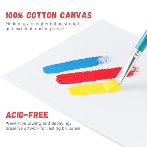 Simetufy Canvas Boards for Painting 52 Pack 8 x 10 Inch Blank Flat Canvas Panels 100% Cotton Pre-Primed for Acrylic & Oil Paint, Art Supplies for Kids & Adults