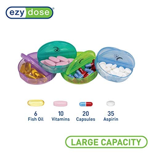 Ezy Dose Weekly (7-Day) Daily Pill Case, Medicine Planner, Vitamin Organizer Container, Travel Friendly, Easy to Use, X-Large Removable Individual Compartments, 2 Times a Day, Rainbow Lids, BPA Free