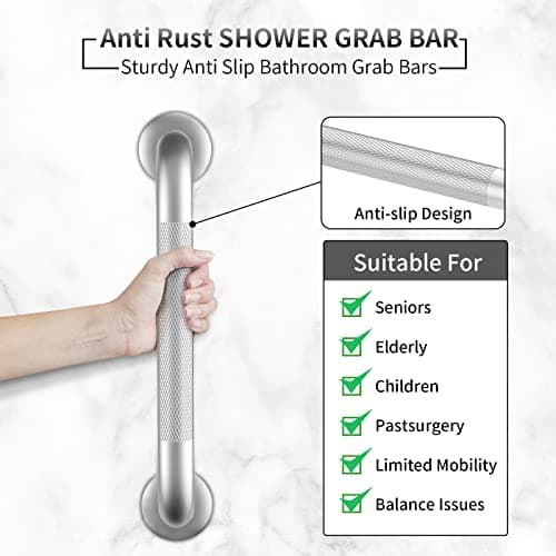 Grab Bars for Shower, 2 Pack 16 Inch Anti-Slip Safety Shower Handle for Senior, Stainless Steel Shower Grab Bars, Handicap Elderly Bathtub and Toilet Bathroom Assist