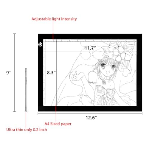 LitEnergy A4 LED Copy Board Light Tracing Box, Adjustable USB Power Artcraft LED Trace Light Pad for Tattoo Transferring, Drawing, Sketching, Animation, Stenciling, Diamond Art Painting Accessories