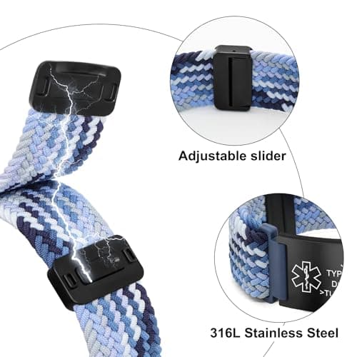 YOUNIFLARE Personalized Medical Alert Bracelet, Elastic Nylon Medical ID Bracelet with Engraved Tag, Adjustable Length and Color Options, Custom Keepsake Gift for Health-Conscious Loved Ones (Style-16)