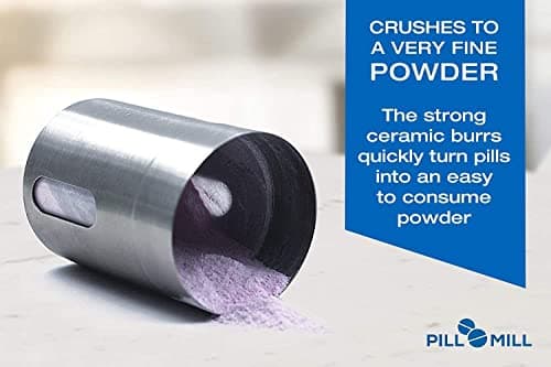 Pill Mill Pill Crusher - Crushes Multiple Tablets to a Fine Powder - Metal Pill Grinder - Tablet Pulverizer Suitable for Travel - Great Feeding Tube use and Pets