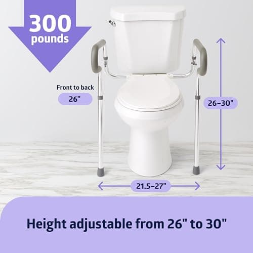 Medline Guardian Toilet Safety Rail - Adjustable Height, Robust & Reliable, Ideal for Medical Patients, Hospitals, Nursing Homes