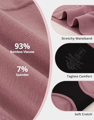 INNERSY Women's Bamboo Viscose Heavy Flow Period Underwear High Waisted Leakproof Panties 3 Pack(X-Large,Pink/Blue/Brown)