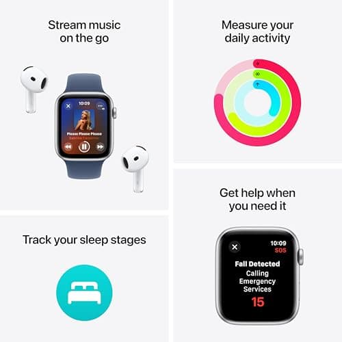 Apple Watch SE (2nd Gen) [GPS 40mm] Smartwatch with Midnight Aluminum Case with Midnight Sport Band S/M. Fitness and Sleep Trackers, Crash Detection, Heart Rate Monitor, Retina Display