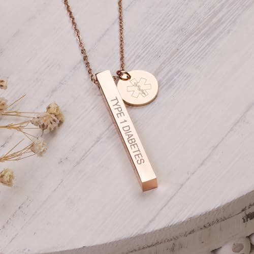 Medical Alert ID Necklace for Women, Customizable Medic Alert Jewelry,18k Gold, Rose Gold, Silver, Personalized Engraving, Hypoallergenic, Waterproof, Includes Gift Box & Medical ID Wallet Card