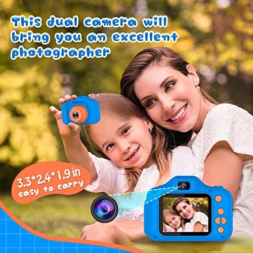 Seckton Upgrade Kids Selfie Camera, Christmas Birthday Gifts for Boys Age 3-9, HD Digital Video Cameras for Toddler, Portable Toy for 3 4 5 6 7 8 Year Old Boy with SD Card-Navy Blue