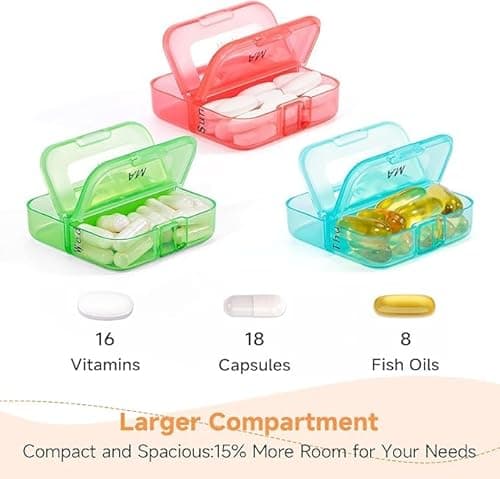 Zoksi Pill Organizer 2 Times a Day, Weekly 7 Day Pill Box, Daily Am Pm Pill Organizer with Double-Side Large Opening for Easy to Use, Color Tracking Travel Pill Case for Medicine, Fish Oils, Vitamins