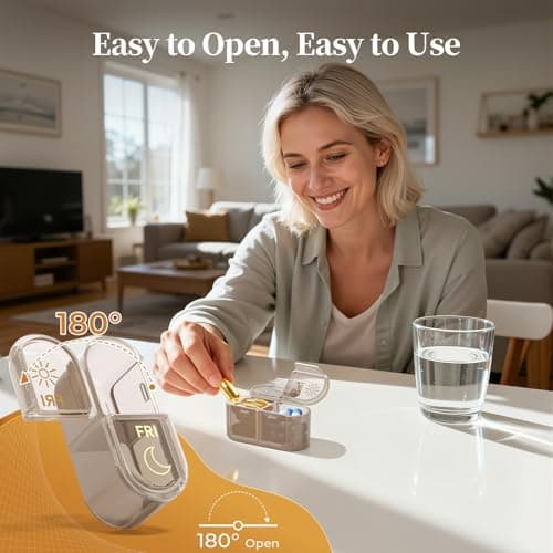 Betife AM PM Pill Organizer 7 Day, Weekly Pill Organizer 2 Times a Day, Daily Pill Box AM PM, Portable Travel Medicine Case, Day and Night Pill Container for Medication, Vitamin or Supplement（Brown）