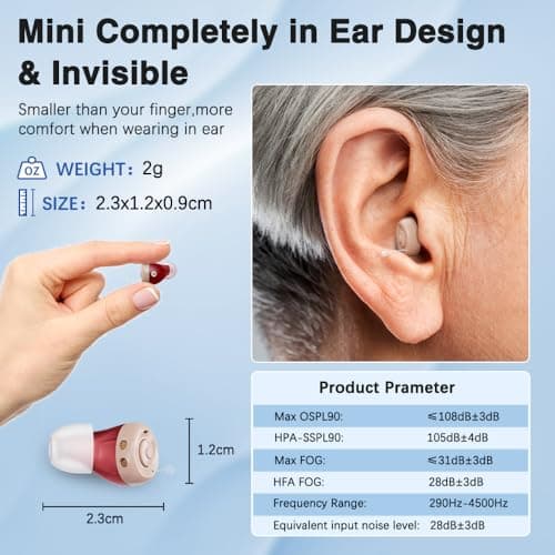 Hlisoundy Hearing Aids Rechargeable Hearing Aids for Seniors, Up to 48 Hours of Battery Life, Clear Sound, Easy Volume Control, Automatic On/Off