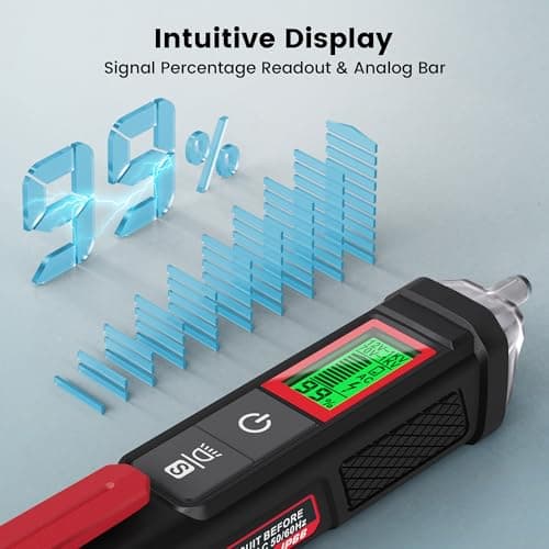 KAIWEETS Voltage Tester/Non-Contact Voltage Tester with Signal Percentage, Dual Range AC 12V/70V-1000V, Live/Null Wire Tester, Electrical Tester with LCD Display, Buzzer Alarm, Wire Breakpoint Finder