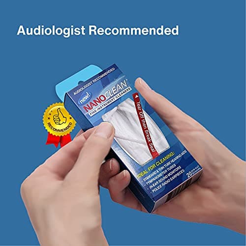 NanoClean All-in-1 Hearing Aid Cleaning Kit - 1 Pack of 20 Ready-to-Use Strands - Gentle & Effective Hearing Aid Cleaning Brush Thread-Fine Instrument Cleaners, Earbud Cleaner, Hearing Aid Accessories