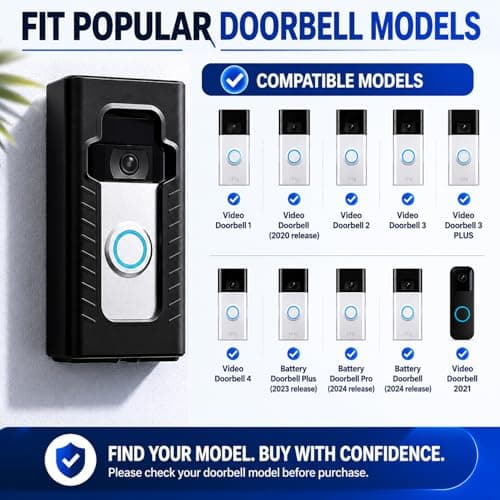 BFYTN Adhesive Mount Compatible with Ring/Other Video Doorbell No-Drill Mounting Bracket Cover Holder Not Block Doorbell Sensor