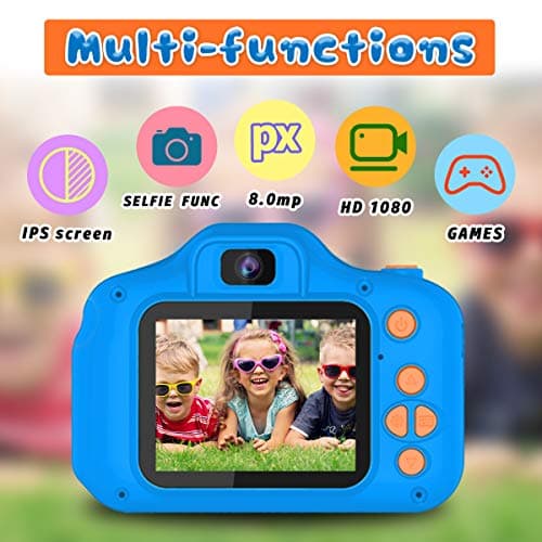 Seckton Upgrade Kids Selfie Camera, Christmas Birthday Gifts for Boys Age 3-9, HD Digital Video Cameras for Toddler, Portable Toy for 3 4 5 6 7 8 Year Old Boy with SD Card-Navy Blue