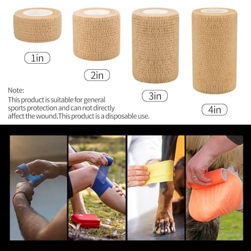 2" Self Adhesive Bandage Wraps, 6pcs 5 Yard Breathable Elastic Wraps, Skin Color Vet Wraps