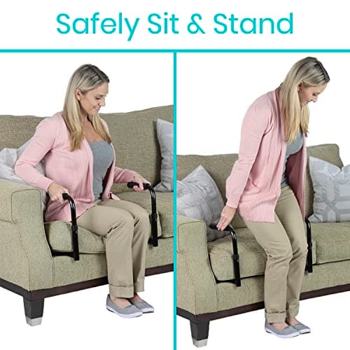 Vive Stand Assist - Mobility Standing Aid Rail for Couch, Chair - Assistance Handle for Patients, Elderly, Seniors and Disabled - Safety Grab Bar for Sitting, Sofa, Home - Adjustable, Portable Device