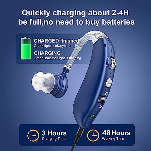 Rechargeable Hearing Aid for Seniors, LIGINN Hearing Amplifier Aids, Sound Amplifier Device with Noise Cancelling,Digital Ear for Hearing Loss Tinnitus,Invisible Ear with Volume Control