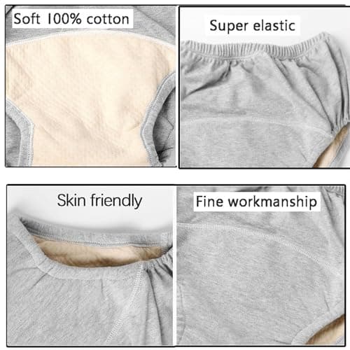 2-Pack Cotton Incontinence Underwear Adult Leakproof Panties Cloth Diaper Women Men Washable Post Surgical Reusable Briefs(Blue,3X-Large)